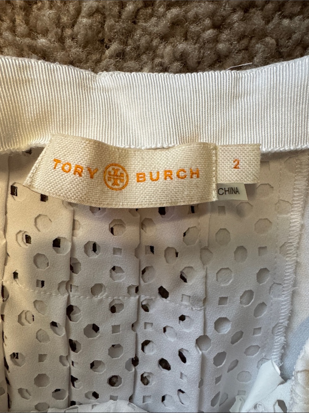 Tory Burch White Eyelet Pleated Midi Skirt - Picture 2 of 3